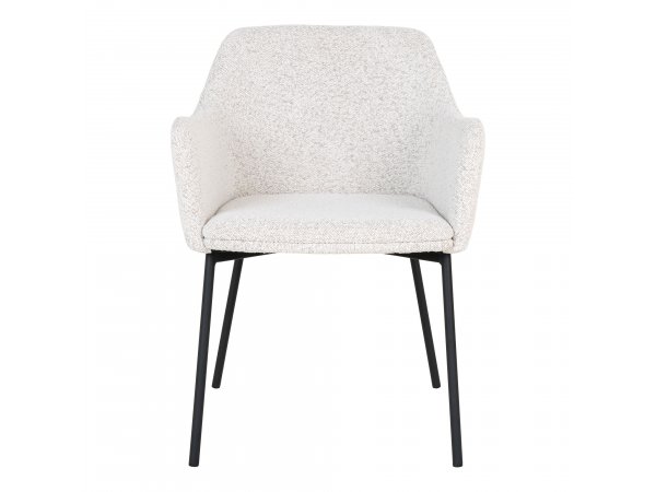 Jídelní židle Melilla, bouclé, bílá, černé nohy– House Nordic