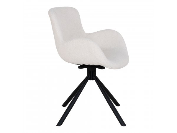 Jídelní židle Amorim, otočná, bouclé, krémově bílá – House Nordic