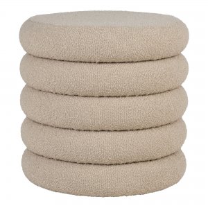 Taburet Brooklyn, bouclé, béžový, Ø44×44 cm – House Nordic