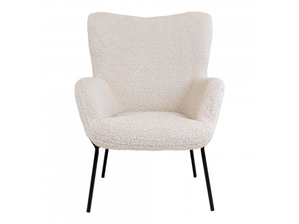 Křeslo Glasgow, bílý teddy, černé kovové nohy – House Nordic
