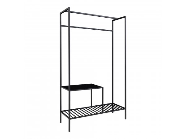 Vita věšák na oblečení, 2 police, černá, černý rám – House Nordic