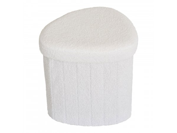 Taburet Medford, teddy, bílý, 42,5×36,5 cm – House Nordic