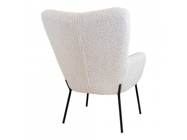 Křeslo Glasgow, bílý teddy, černé kovové nohy – House Nordic