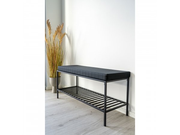 Lavice Vita, černá, s policí a sedákem – House Nordic