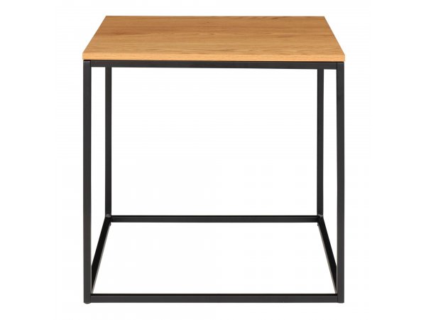 Odkládací stolek Vita, dubový dekor, černá kovová konstrukce, 45×45×45 cm – House Nordic