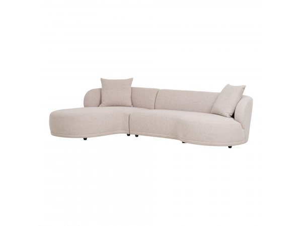 Rohová sedací souprava Kingston, levý roh, bouclé, béžová, 256×148 cm – House Nordic