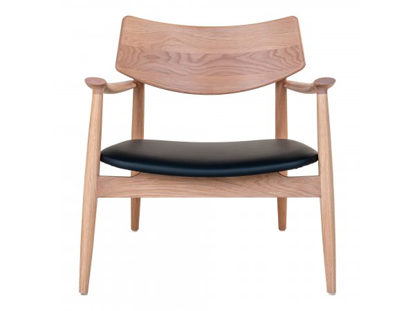 Křeslo Olvera, dubové dřevo a černý sedák z PU kůže – House Nordic