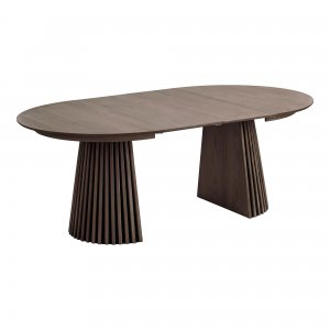Jídelní rozkládací stůl Osaka smoked, kulatý,  dubová dýha, Ø120–200×75 cm – House Nordic