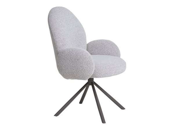 Jídelní židle Lana, otočná, s područkami, bouclé, písková – House Nordic