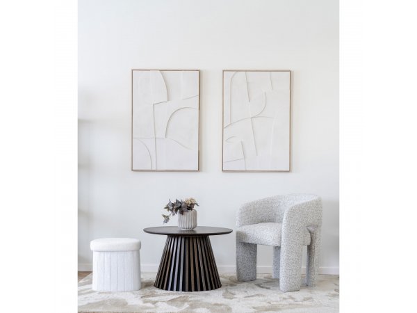 Taburet Medford, teddy, bílý, 42,5×36,5 cm – House Nordic