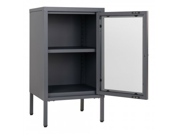 Dalby skříňka, 1 skleněné dvířka, šedá, 35×38×70 cm – House Nordic