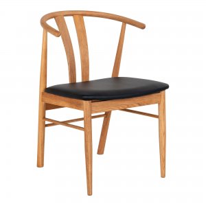 Jídelní židle Artenara, dubové dřevo, černý PU sedák, 77×60×54 cm – House Nordic