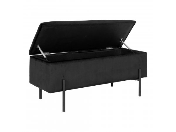 Lavice Watford, sametová, černá, 95×36,5×43 cm – House Nordic