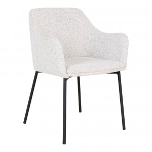 Jídelní židle Melilla, bouclé, bílá, černé nohy– House Nordic
