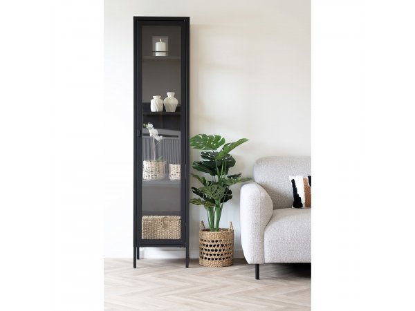 Vitrína Brisbane, úzká, kovová, černá, 40×35×180 cm – House Nordic