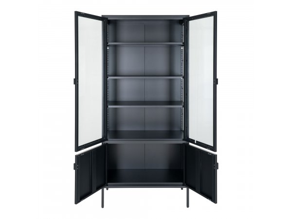 Vitrína Brisbane, široká, kovová, černá, 80×35×180 cm – House Nordic