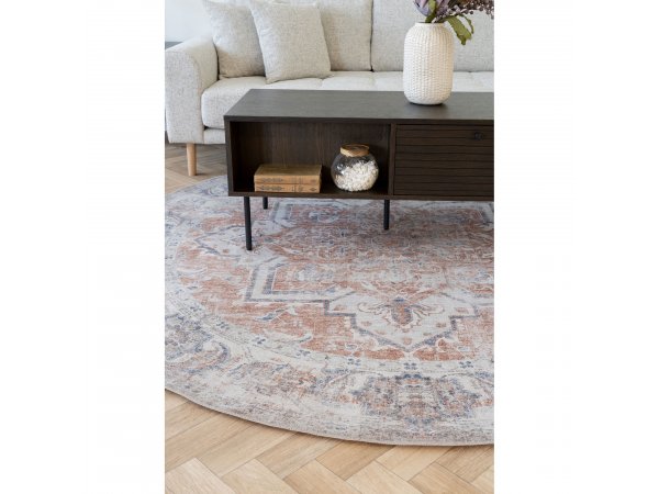 Koberec Havana, kulatý, oranžovo-modrý, Ø200 cm – House Nordic