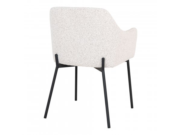 Jídelní židle Melilla, bouclé, bílá, černé nohy– House Nordic