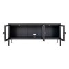 TV stolek Brisbane, 3 skleněné dveře, kov, černý, 130×40×55 cm – House Nordic