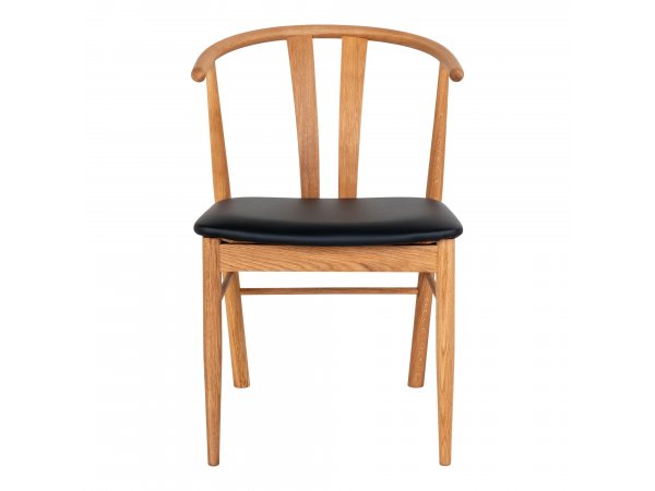 Jídelní židle Artenara, dubové dřevo, černý PU sedák, 77×60×54 cm – House Nordic