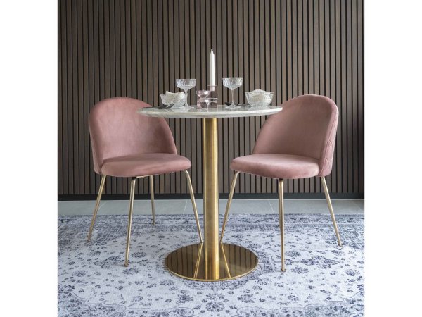 Jídelní židle Geneve, růžový samet, mosazné nohy – House Nordic