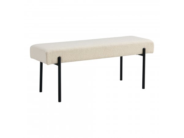 Polstrovaná lavice Swindon, bouclé, bílá, 100×36×42,5 cm – House Nordic