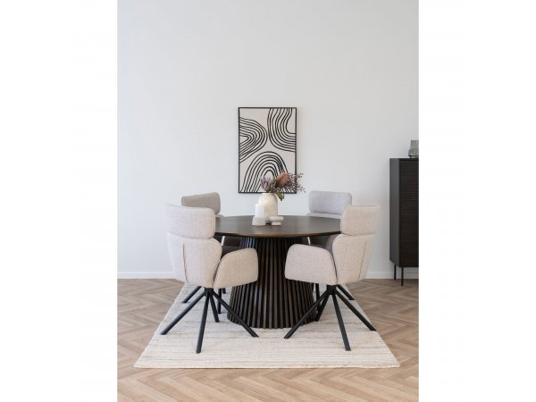 Jídelní židle Cordoba, otočná, písková bouclé, černý kov – House Nordic