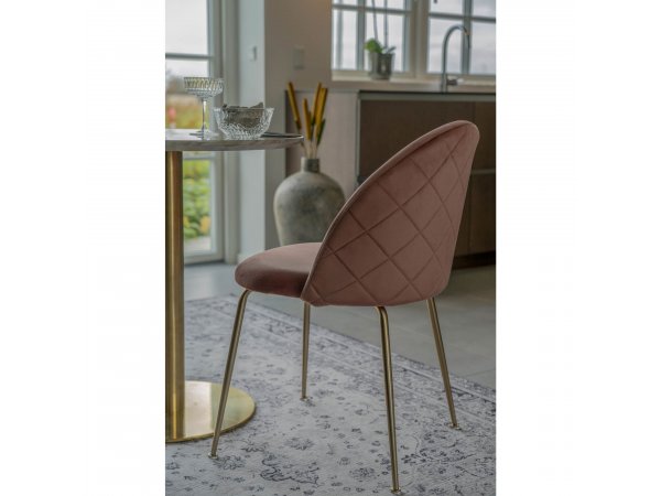 Jídelní židle Geneve, růžový samet, mosazné nohy – House Nordic