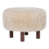 Taburet Inverness, světle hnědý bouclé, Ø50×33 cm – House Nordic