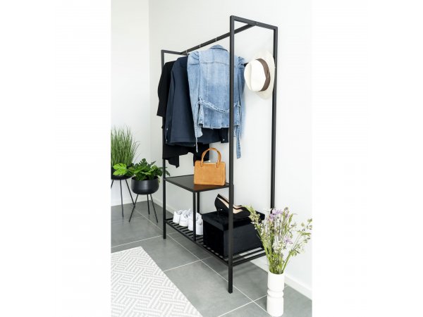 Vita věšák na oblečení, 2 police, černá, černý rám – House Nordic