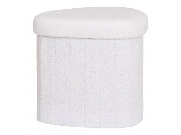 Taburet Medford, teddy, bílý, 42,5×36,5 cm – House Nordic