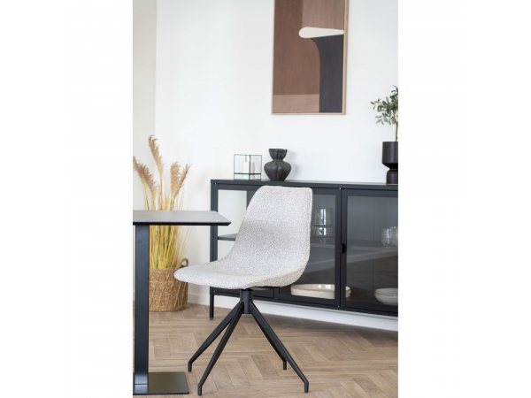 Jídelní židle Monaco, otočná, bouclé, písková, černé nohy – House Nordic