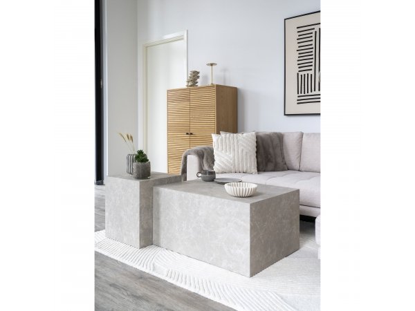 Konferenční stolek Prague, béžový mramor, 80 × 60 × 40 cm - House Nordic