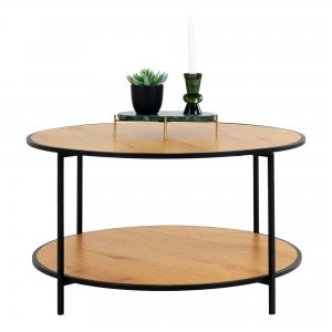 Konferenční stolek Vita, kulatý, dubový dekor, 80×80×45 cm – House Nordic