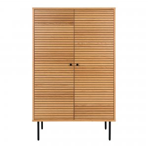 Kyoto skříň, 2 dvířka, dubová dýha, přírodní, černé kovové nohy, 80×40×130 cm – House Nordic