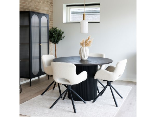 Jídelní židle Amorim, otočná, bouclé, krémově bílá – House Nordic