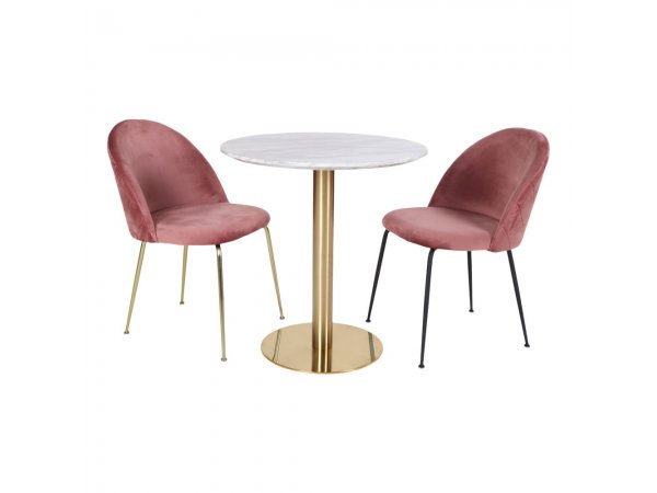 Jídelní stůl Bolzano, kulatý, mramorový dekor, 90×90×75 cm – House Nordic