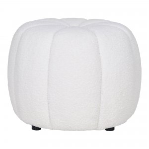 Taburet Paisley, kulatý, bouclé, off-white, ø48×38 cm – House Nordic