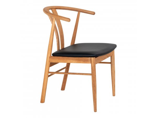 Jídelní židle Artenara, dubové dřevo, černý PU sedák, 77×60×54 cm – House Nordic