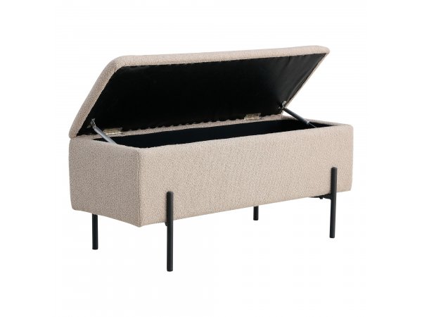 Lavice Watford, béžová, bouclé, 95×36,5×43 cm – House Nordic