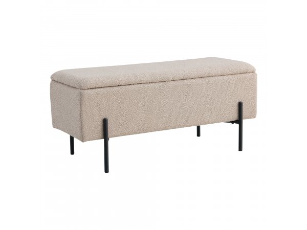 Lavice Watford, béžová, bouclé, 95×36,5×43 cm – House Nordic