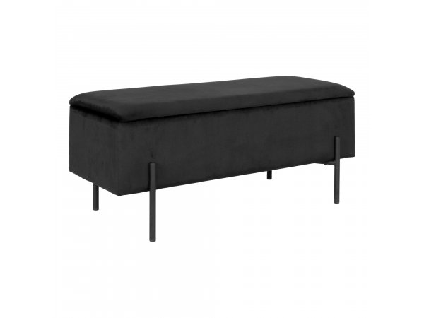Lavice Watford, sametová, černá, 95×36,5×43 cm – House Nordic