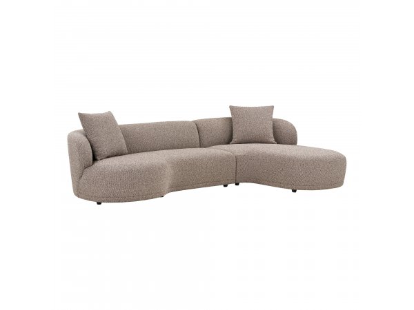 Rohová pohovka Kingston, pravý roh, bouclé, světle hnědá, 265×150 cm – House Nordic