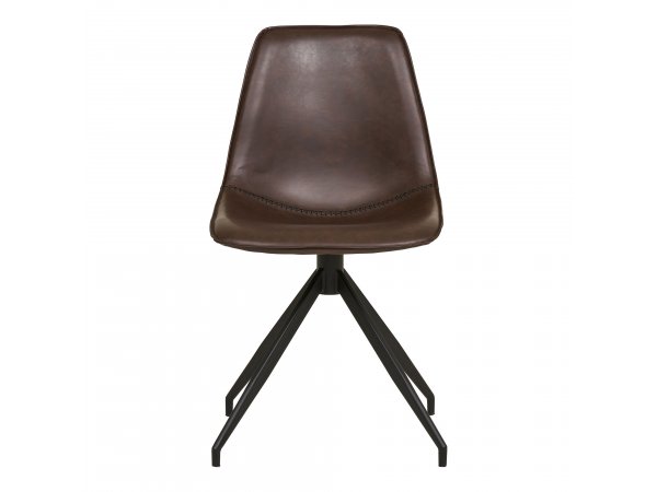 Jídelní židle Monaco, otočná, tmavě hnědá ekokůže, černé kovové nohy – House Nordic