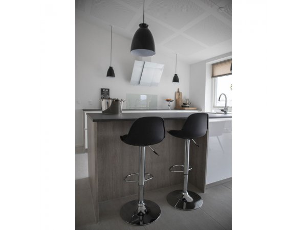 Barová židle Trondheim, černá ekokůže, chrom – House Nordic