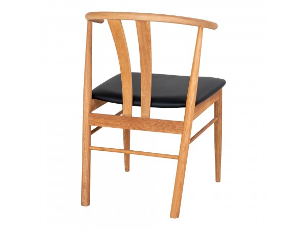 Jídelní židle Artenara, dubové dřevo, černý PU sedák, 77×60×54 cm – House Nordic