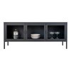 TV stolek Brisbane, 3 skleněné dveře, kov, černý, 130×40×55 cm – House Nordic