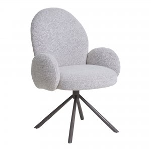 Jídelní židle Lana, otočná, s područkami, bouclé, písková – House Nordic