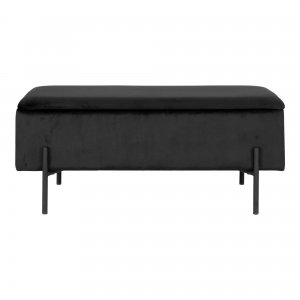 Lavice Watford, sametová, černá, 95×36,5×43 cm – House Nordic
