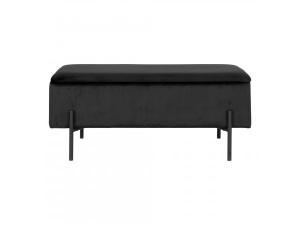 Lavice Watford, sametová, černá, 95×36,5×43 cm – House Nordic